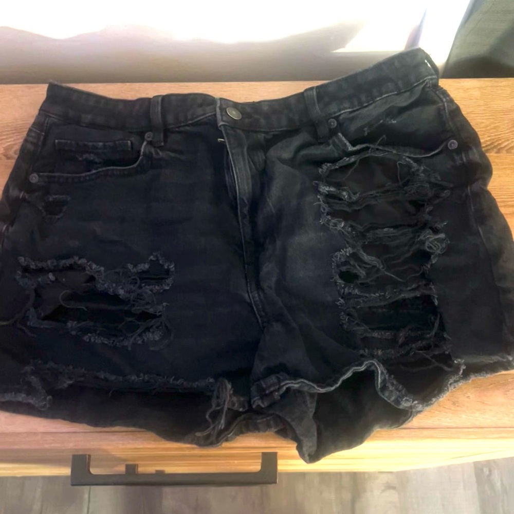 Black Distressed american eagle Shorts